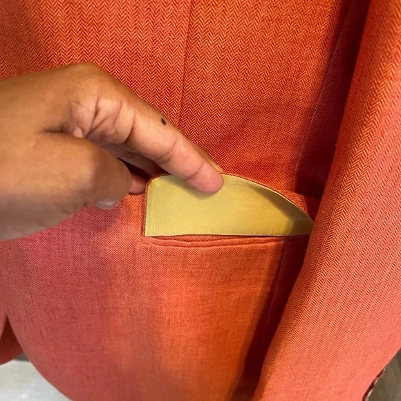 Maus & Hoffman Orange 100% Linen Blazer Sports Coat 42 Tall - Picture 7 of 16